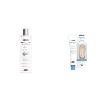ISDIN Micellar Solution Agua Micelar 4 en 1 + Ureadin Podos Gel Oil, 400 ml + 75 ml - Solution + ISDIN Ureadin Podos Gel Oil