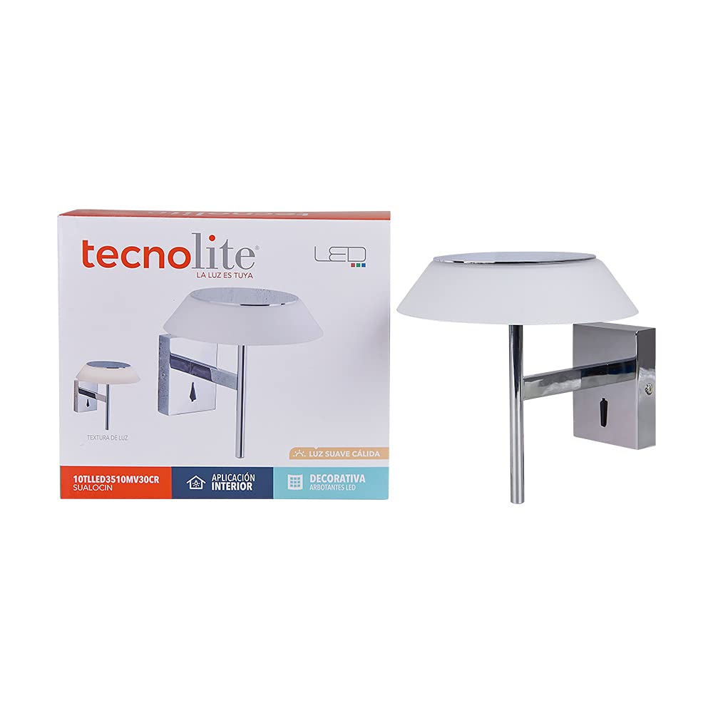 Tecnolite - Lámpara de Pared Arbotante LED Circular 10 W, Luz Suave Cálida, Interiores, No atenuable, LED integrado
