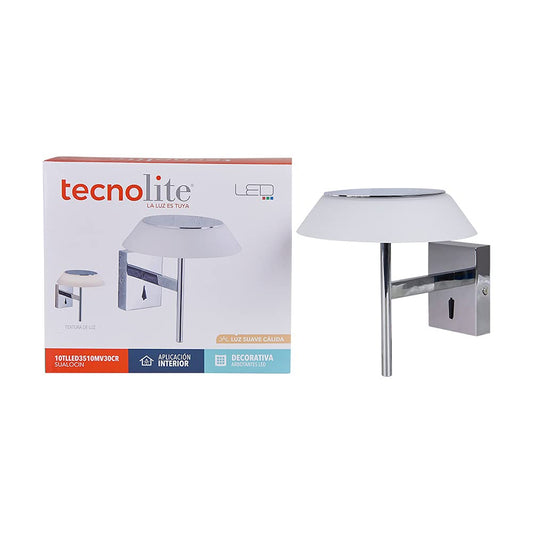 Tecnolite - Lámpara de Pared Arbotante LED Circular 10 W, Luz Suave Cálida, Interiores, No atenuable, LED integrado