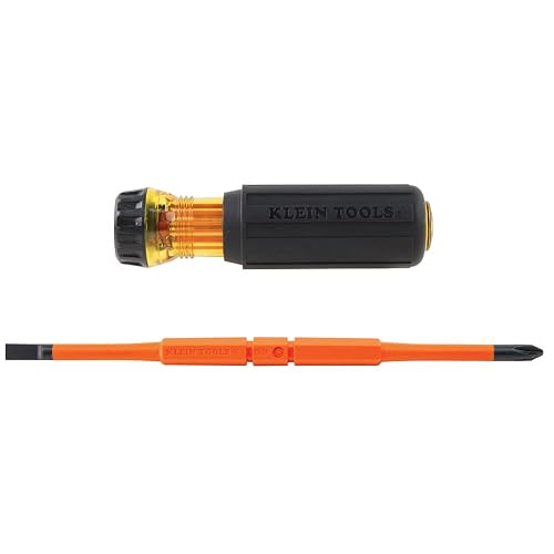 KLEIN TOOLS 32287INS | Desarmador 2 En 1 | 1000 V | Puntas Intercambiables | Desarmador 2 en 1 con puntas intercambiables y aislamiento de 1000 V, ideal para trabajos eléctricos en espacios reducidos.