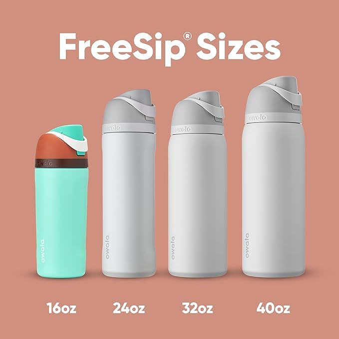 Owala FreeSip - Botella de agua aislada de acero inoxidable con pajita para deportes, viajes y escuela, botella de agua deportiva sin BPA, 32 onzas, marea brumosa