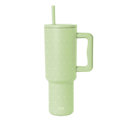 Simple Modern Trek Vaso Térmico con Asa y Popote, Acero Inoxidable, 890-1180 ml - 1180ml - Pattern: Pistachio Dots