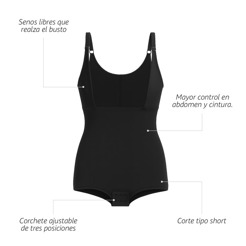 BODYcontrol Body Moldeador Clean Cut con Senos Libres para Mujer – Faja con Control en Abdomen, Cintura y Glúteos, Corte Láser Invisible bajo la Ropa y Corchete Ajustable 2589