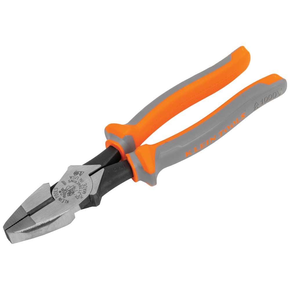 Klein Tools 2139NERINS - Alicates laterales aislados de alto apalancamiento | Fabricado en Estados Unidos, cortadores laterales aislados con cuchillos endurecidos por inducción - Cortadores laterales