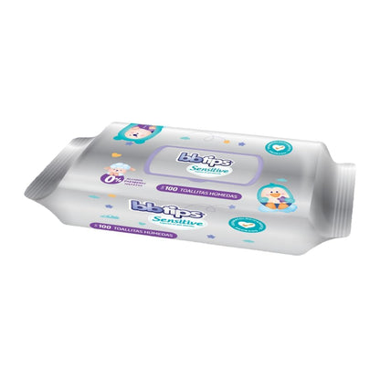 BBtips Sensitive Toallitas Húmedas, Caja con 12 paquetes x 100 piezas, 1200 toallitas