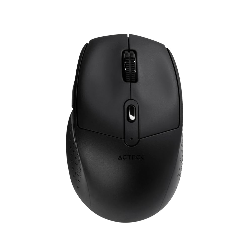 Acteck Optimize Ergo MI680 Mouse Multidispositivo, 2.4 GHz + 2 Modos Bluetooth, hasta 1600 dpi, 6 Botones, Ergonómico, Incluye 1 Batería AA (Negro)