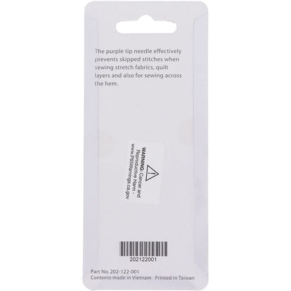 Agujas Janome Punta Morada para Máquina de Coser, Tamaño 90/14 – 5 Piezas, Ideales para Telas Elásticas y Capas de Edredón