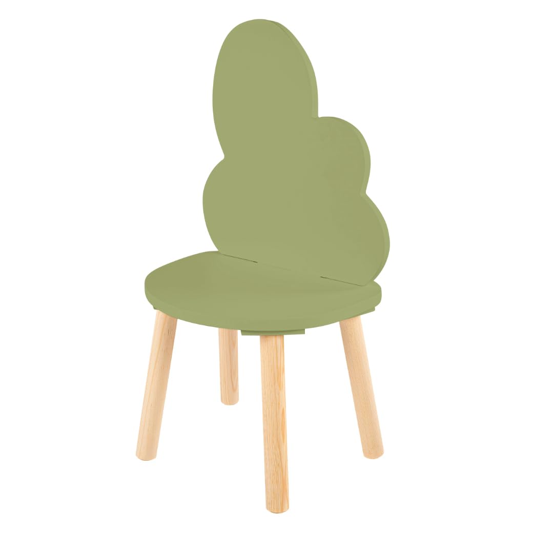 DUDUK Silla Infantil de Madera Respaldo en Forma de Nube - Verde - Madera