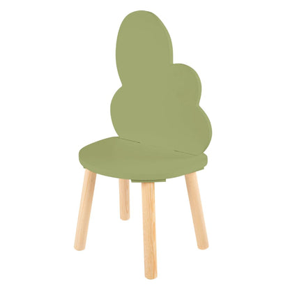 DUDUK Silla Infantil de Madera Respaldo en Forma de Nube - Verde - Madera