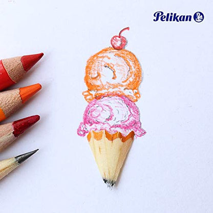 Pelikan Lápices de Colores Redondos con 24 Piezas, Colores Surtidos, Mina de 4mm y Caja de Cartón