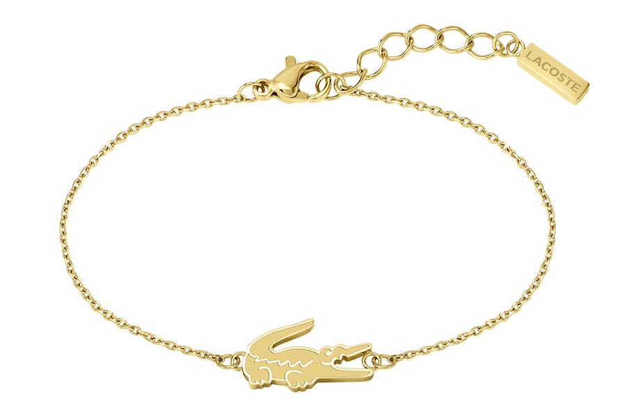 Lacoste - Pulsera para Mujer Dorada Acero Inoxidable Cadena Fina Diseño Elegante Moderno Joyería Original Regalo Mujer.
