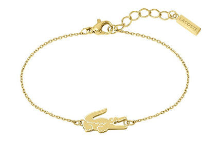 Lacoste - Pulsera para Mujer Dorada Acero Inoxidable Cadena Fina Diseño Elegante Moderno Joyería Original Regalo Mujer.