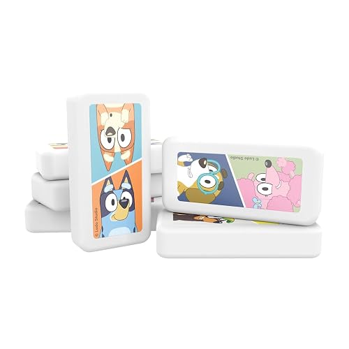 Bluey Dominó Infantil en Tin (Caja metálica), Juego de Mesa con 28 Fichas Ilustradas