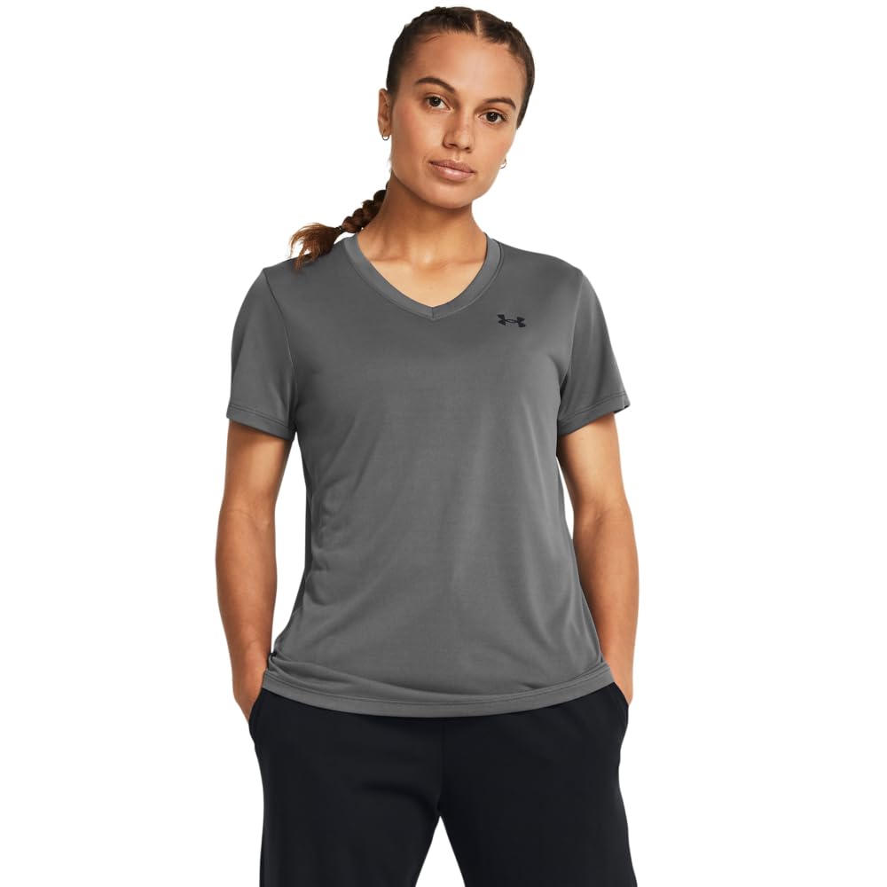 Under Armour Tech Playera Manga Corta Cuello en V Mujer - (025) Castlerock - Negro - M