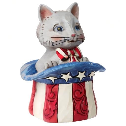 Enesco Jim Shore Heartwood Creek Patriotic Kitten in Top Hat Figura en Miniatura, 3.5 Pulgadas, Multicolor
