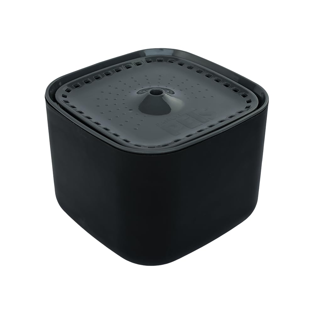 Fancy Pets Bebedero Automático para Perros y Gatos, 3L, con Filtro de Carbón Activado, Agua Fresca, Recirculación Silenciosa, Diseño Cubo Negro
