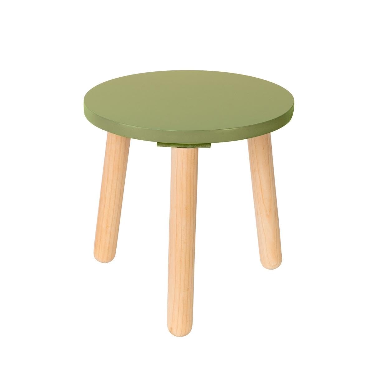 Duduk Banco de Madera Circular para Niños - 30 cm x 30 cm x 30 cm - Verde