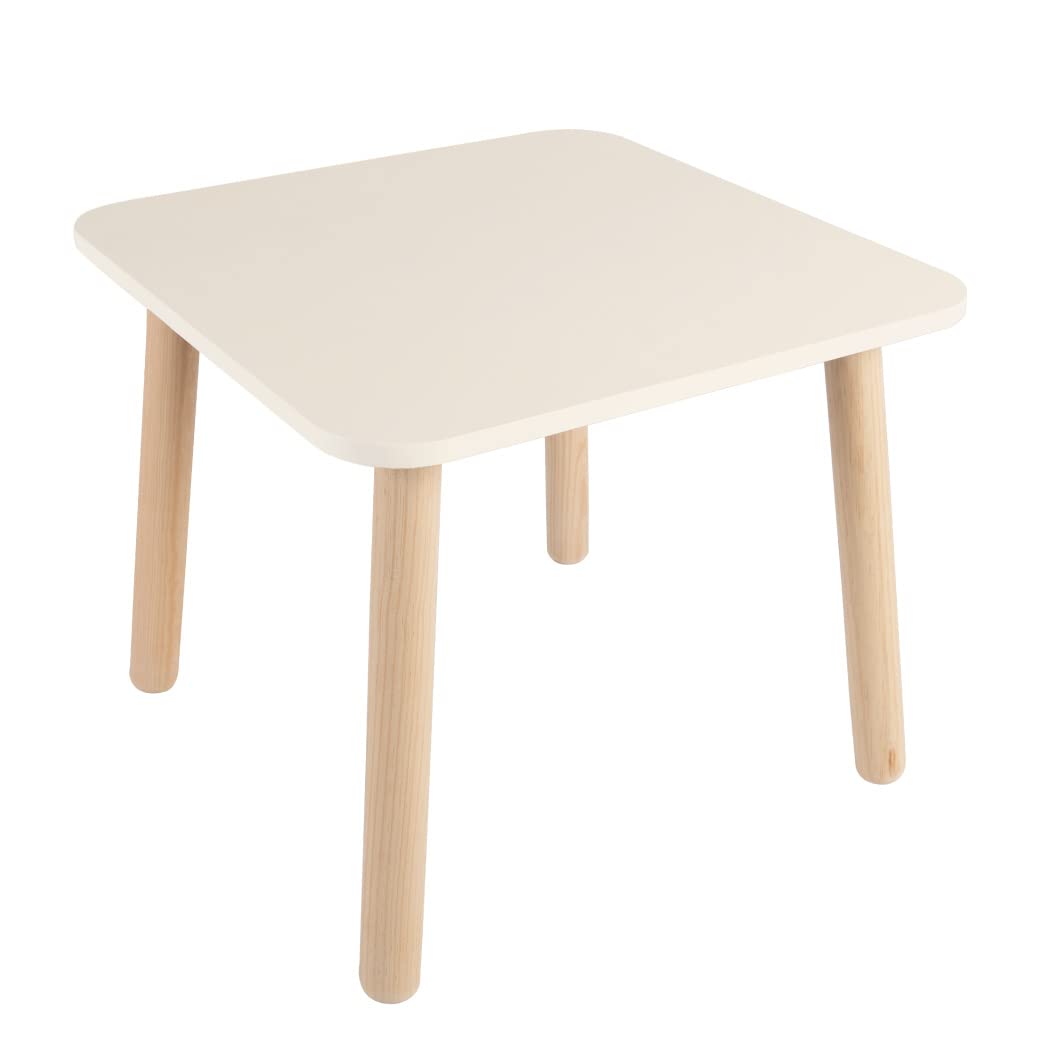 DUDUK 2 Sillas Infantiles con Mesa Cuadrada - Niños Y Niñas (Blanco ostión)