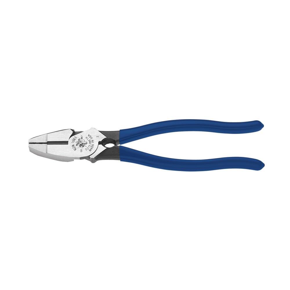 Klein Tools D213-9NETH Pinza de Electricista Alta Palanca con Sujeta-Pernos de Liniero de 9-3/8” - Con limpiador de roscas - Alicates