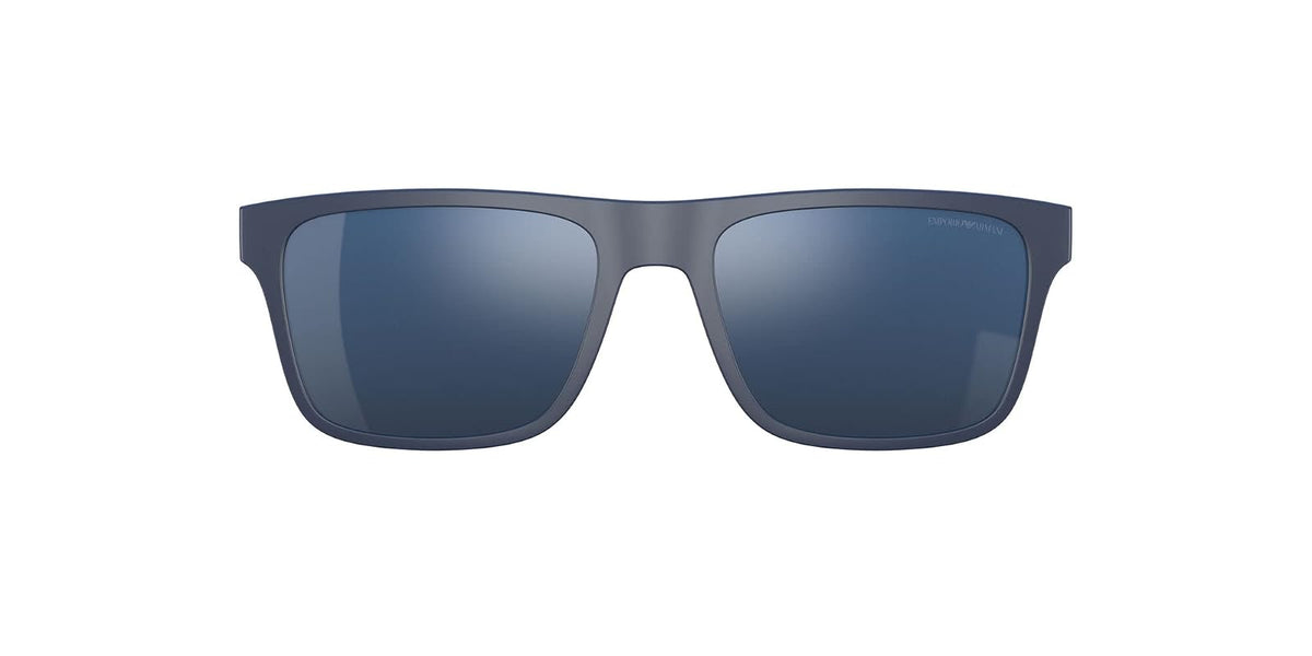 Emporio Armani Ea4115c - anteojos de sol con clip para marcos rectangulares para anteojos graduadas - Azul Mate - Azul Espejado - 54 Milímetros