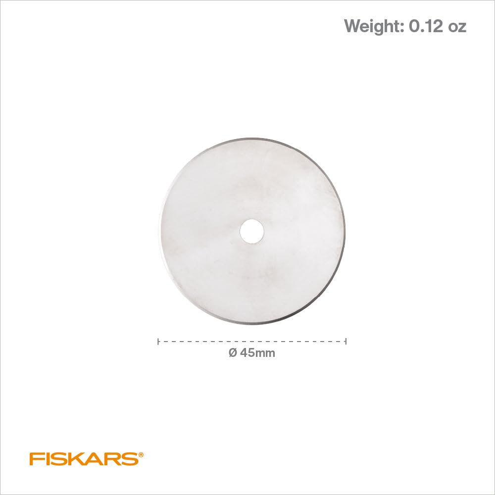 Fiskars Cuchillas rotativas de titanio de 45 mm, 2 unidades, repuesto para cortadores rotativos, manualidades, costura y acolchado, color gris