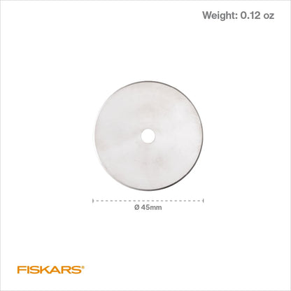 Fiskars Cuchillas rotativas de titanio de 45 mm, 2 unidades, repuesto para cortadores rotativos, manualidades, costura y acolchado, color gris