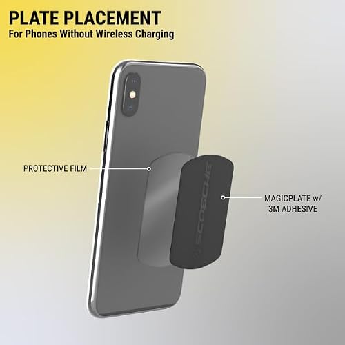 Scosche MPLT44THK2-BP0 MagicMount - Kit de Placa de Metal de Repuesto para teléfono, Placas de Metal Gruesas Extra Fuertes para Soporte magnético para teléfono Celular para Automóvil, Universal con Todos