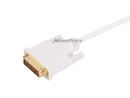 6ft Gold Plated 32AWG Mini DisplayPort to DVI Cable - White