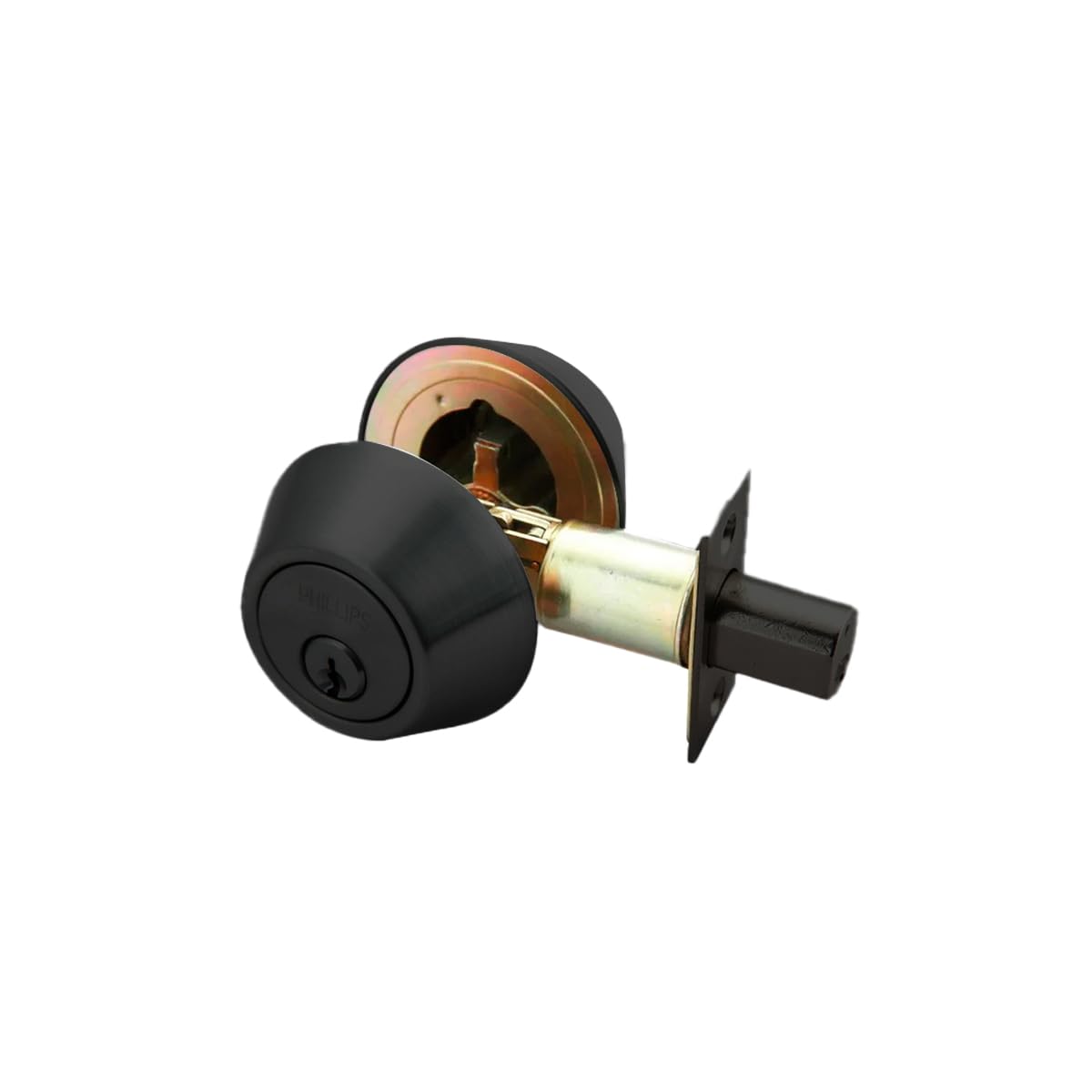 Phillips Combo Cerrojo/Manija Nogal Alta Seguridad Para Entrada LLave-Mariposa Negro