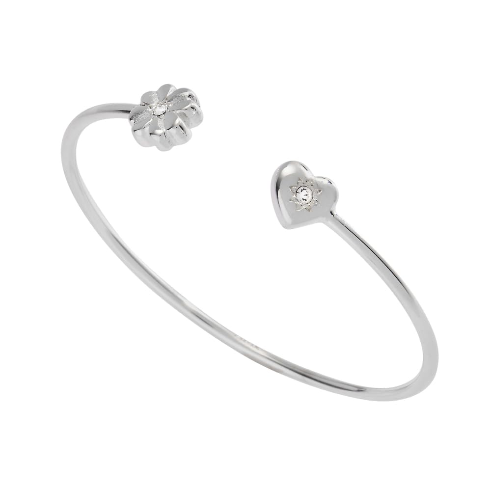 Alex and Ani Love & Luck Heart and Clover Flex Cuff