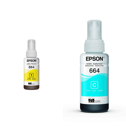 Epson Botellas de Tinta Ecotank, Paquete de 2 Colores - Amarillo - Botella Tinta + Botella Tinta Cyan