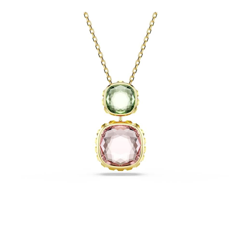 Swarovski Colgante Chroma, Talla cojin, Multicolor, Baño tono oro