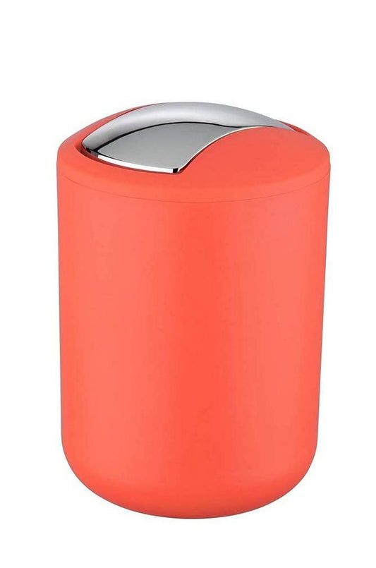 Wenko Brasil S - Cubo de basura con tapa oscilante, color rojo coral, absolutamente irrompible, capacidad: 2 L, plástico (TPE), 14 x 21 x 14 cm, color rojo coral