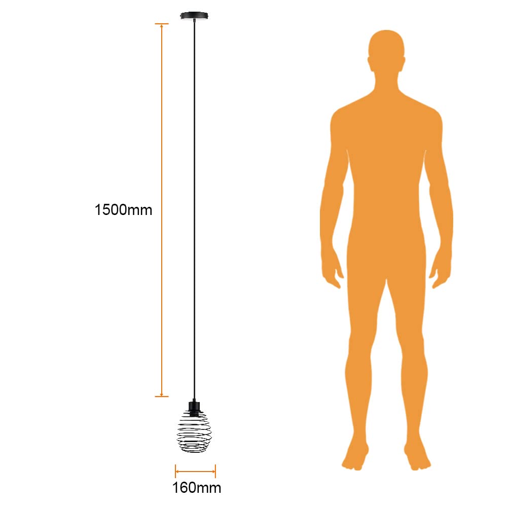 Tecnolite Lámpara Colgante de Metal 1.50 m de Altura, Potencia Máx. 60 W, 1 Base E27, No incluye foco