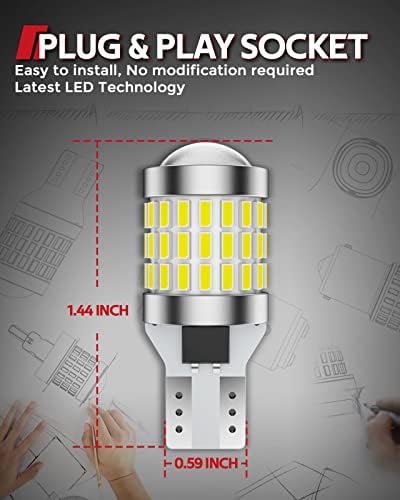 Torchbeam 912 921 T15 Foco LED de Marcha Atrás 1800 Lúmenes 6000K Xenón Blanco Superbrillante, Paquete de 2