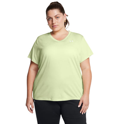 Under Armour Tech Twist Playera Cuello en V Mujer - (383) Retro Green - White - CH