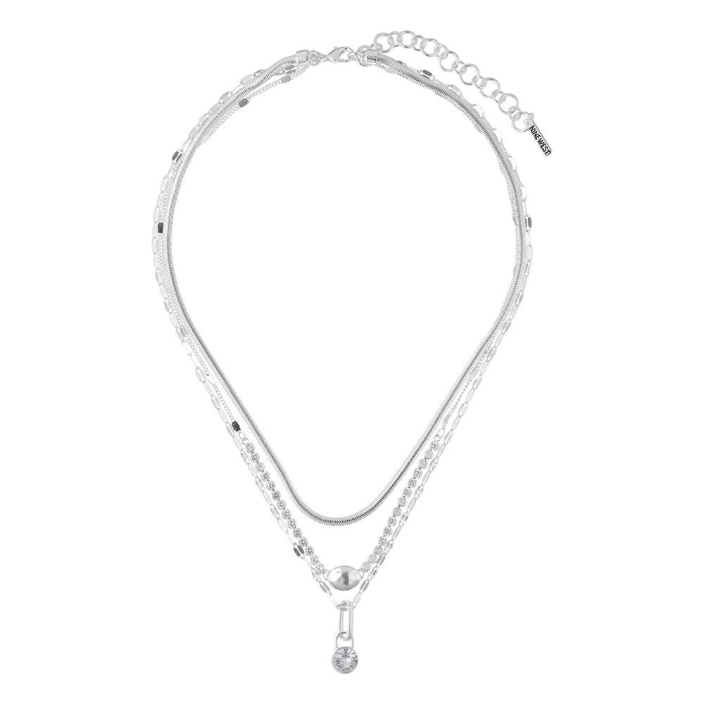 Nine West Collar Circular Plateado | Color plateado, forma circular, cierre tipo familia Molten Crystal, 1 collar