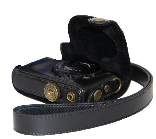 MegaGear "Ever Ready" Protective Black Leather Camera Case, Bag for Canon Power Shot S120