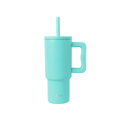 Simple Modern Vaso para Niños con Asa y Tapa con Popote de Silicona | A Prueba de Derrames y Resistente a Fugas | Botella de Acero Inoxidable Reutilizable | Trek Colección| 710ml | Ocean Water