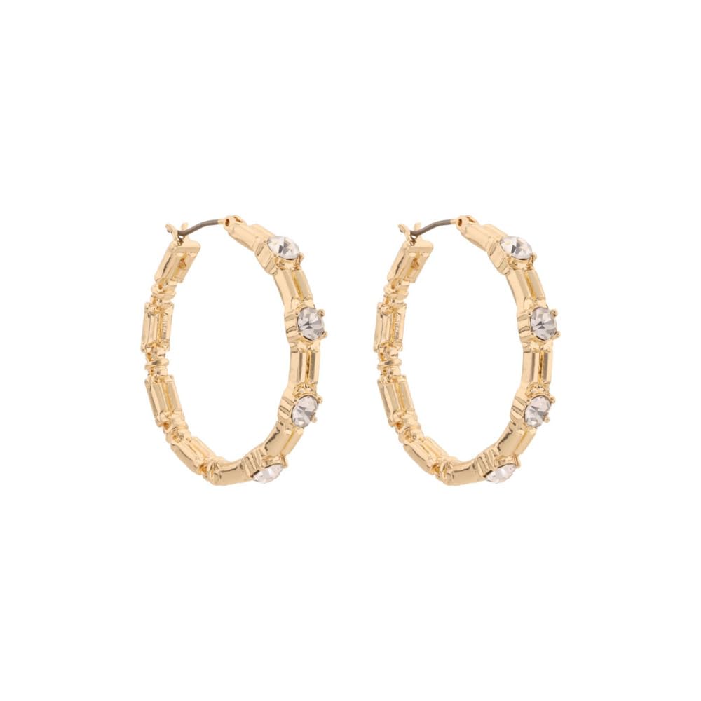Nine West Aretes Color Dorado Pave Tunnels En Forma Varias De Terminado Brillante para Mujer