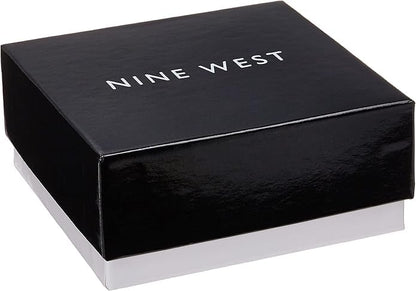 Nine West Juego de Collar y Aretes Mariposa | Plata, diseño colgante y botón, acero inoxidable, pouch incluido