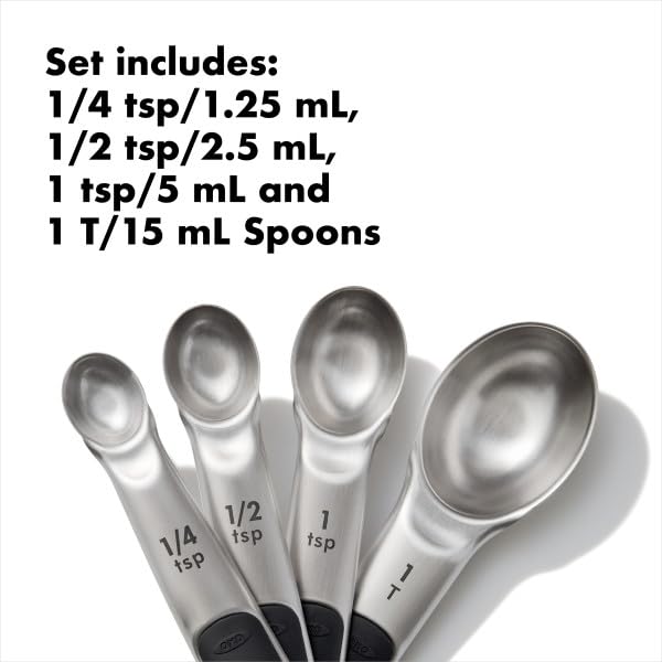 Oxo 11132100 Juego Cucharas Medidoras, 4 Piezas, 1.2/2.5/5/15 ml, Multicolor
