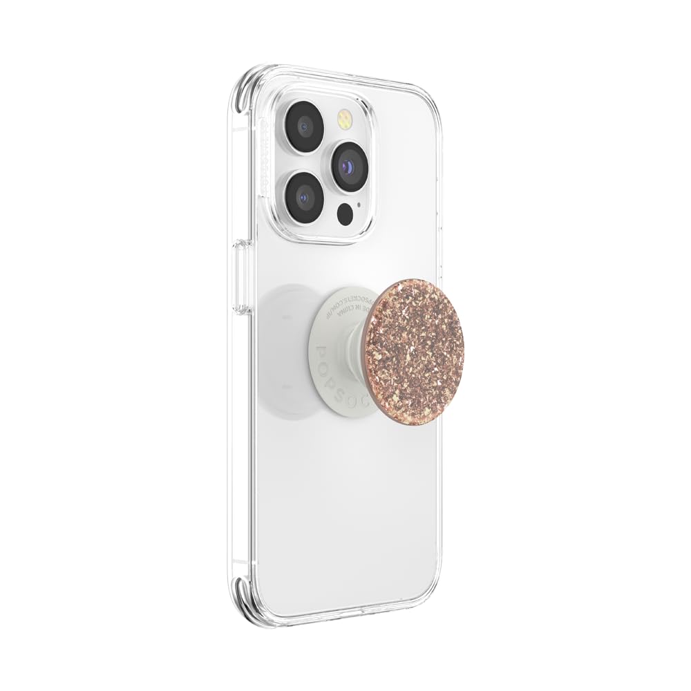 PopSockets - Empuñadura para teléfono con Soporte expandible, Purpurina, Confeti de Aluminio, Oro Rosa