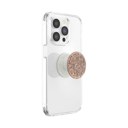 PopSockets - Empuñadura para teléfono con Soporte expandible, Purpurina, Confeti de Aluminio, Oro Rosa