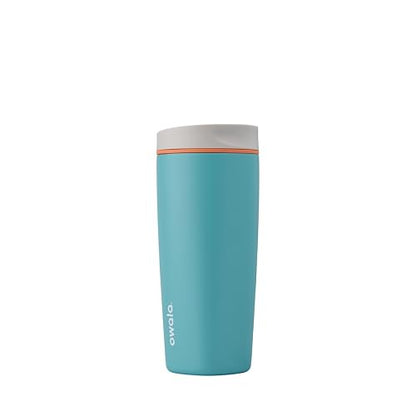 Owala SmoothSip Slider Insulated Stainless Steel Coffee Tumbler, Reusable Iced Coffee Cup, Hot Coffee Travel Mug, BPA Free, 20 oz, Beachy Breeze