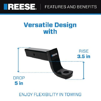 Reese 7028200 Clase V - Soporte de Bola Resistente, 12 Libras. Capacity, se Adapta a Receptor de 2-1/2 Pulgadas, caída de 5 Pulgadas, Negro