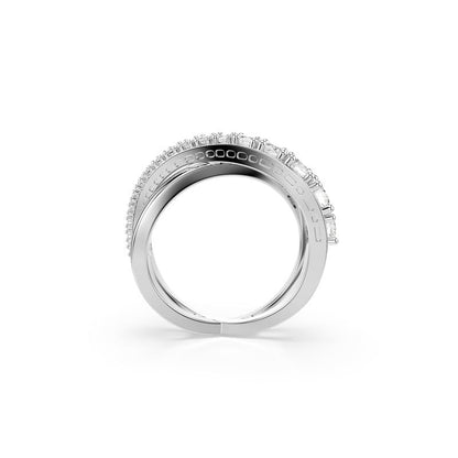 Swarovski Hyperbola Collection - Anillo de corte mixto, color blanco y plateado