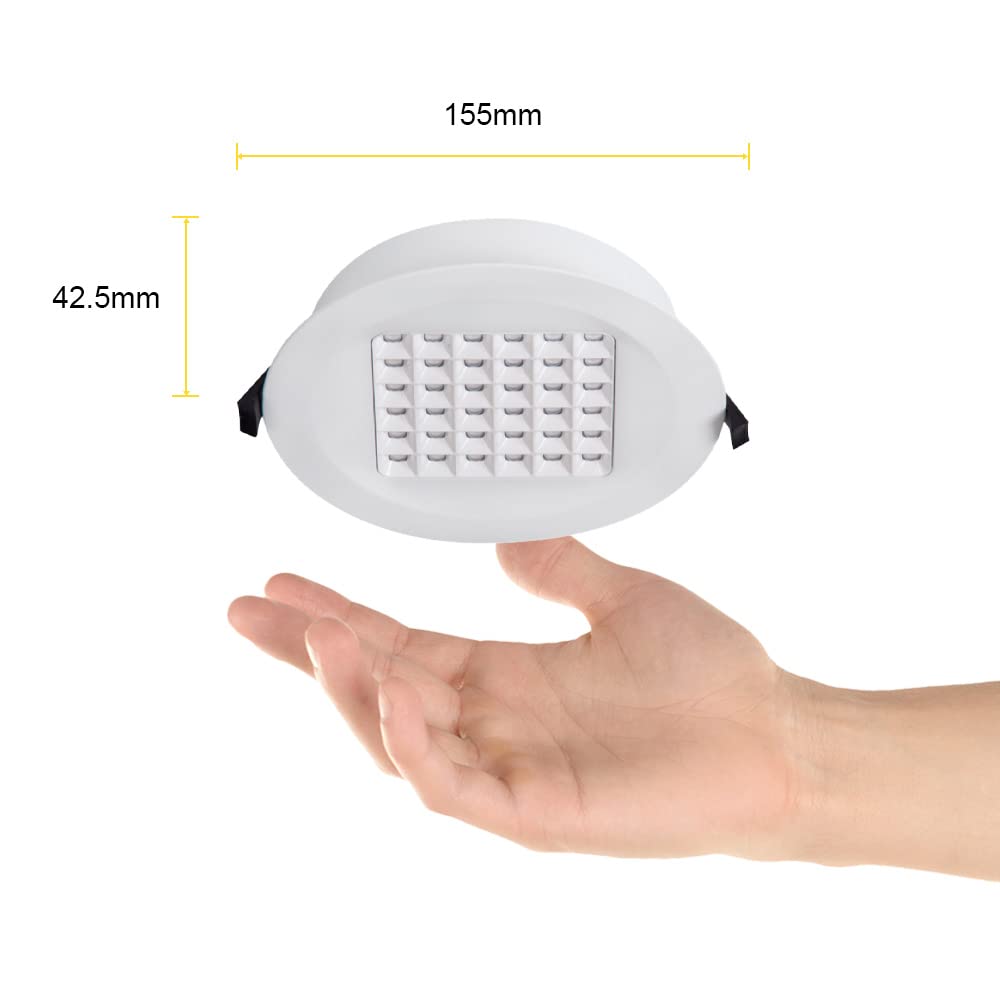 Construlita Lámpara Downlight LED de 18 W, 19 cm Diámetro, Luz Blanca Neutra, LED integrado, Driver incluido