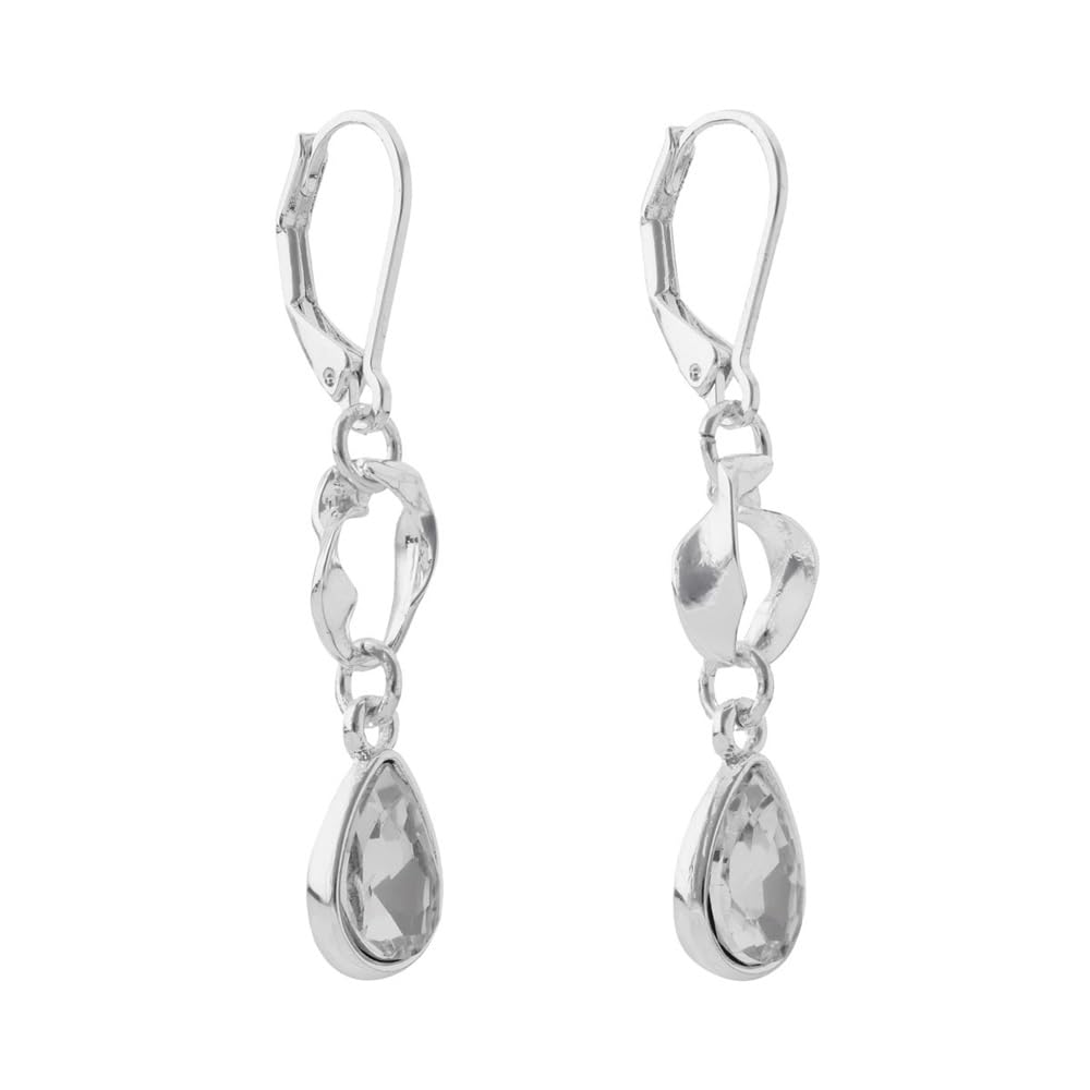 Nine West Aretes Color Plateado Twisted Crystal Stones En Forma Varias De Terminado Brillante para Mujer