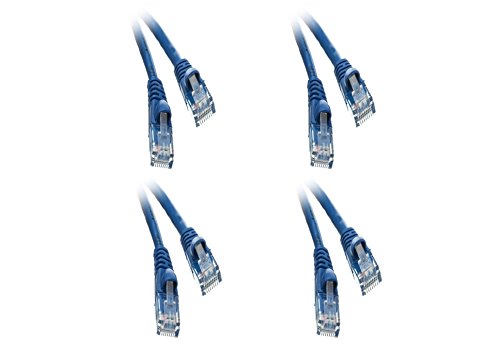 C&E CNE536408 Cat6 Ethernet Patch Cable, Snagless Molded Boot, 10 Feet, Blue, 4 Pack